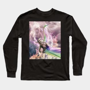 Fire Rainbow Dragon In Galaxy Long Sleeve T-Shirt